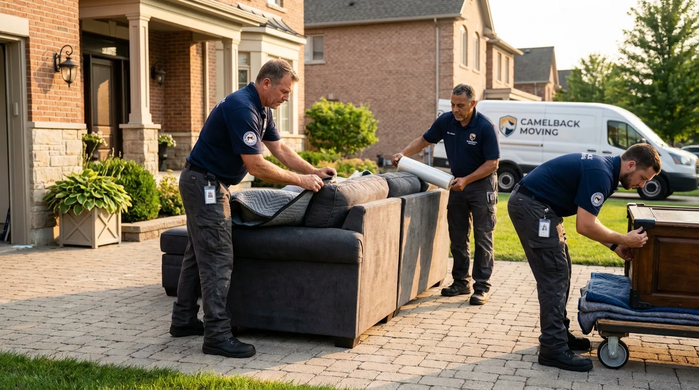 Large estate moving crew wrapping furniture in Milbank, SD