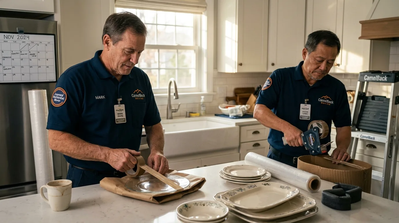 Professional crew packing kitchen dishware in Milbank, SD
